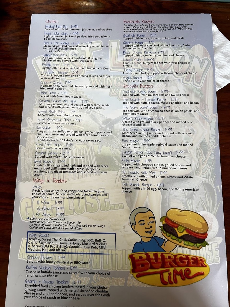 Restaurant menu page with starters listed